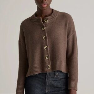 Quince Women's Cocoa Cropped Cardigan Sweater